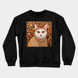 Gustav Klimt Cat with Colorful Costume Crewneck Sweatshirt